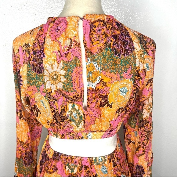 A.L.C. Izzy Fit & Flare Silk Mini Dress Floral Cut Out Side Silk Size 10 ALC - Picture 11 of 15